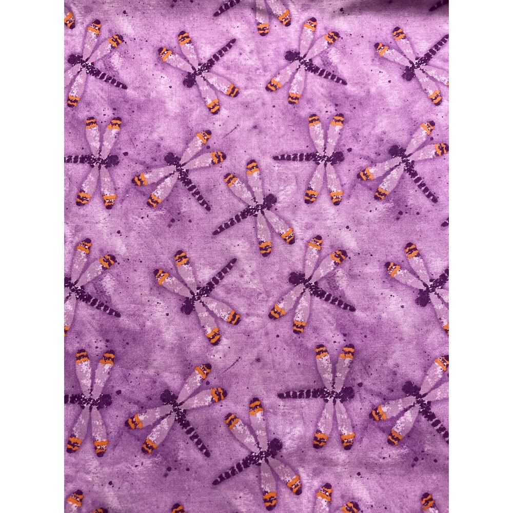Debbie Mumm South Sea Important Dragonfly Print Purple Cotton 44/45" 1‎ yard cut